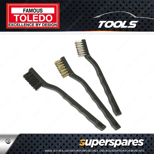 Toledo 1 Set of Nylon Brass Steel Cleaning Brush Set including 3 Pcs