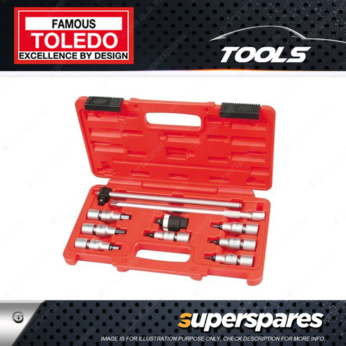 Toledo 10 pcs of Universal Joint Socket Set 3/8" Square Drive SAE Hex 18 - 38