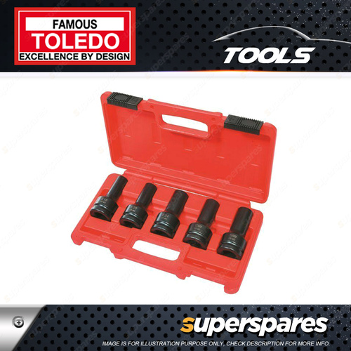 Toledo 5Pc of Double Hex & E-Star Impact Socket Set - 90mm sockets