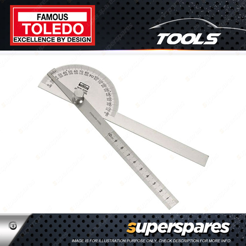 Toledo Stainless Steel Protractor 180 degree with 100mm Rule Ruller