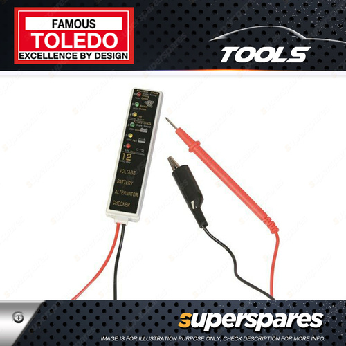 Toledo Battery & Alternator Voltage Tester 12 volt with LED Display