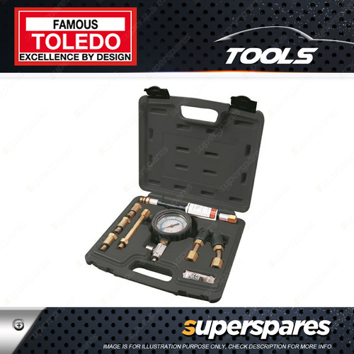 Toledo Petrol Compression Tester Kit - Dual Scale Calibrated 300PSI & 21KG/CM