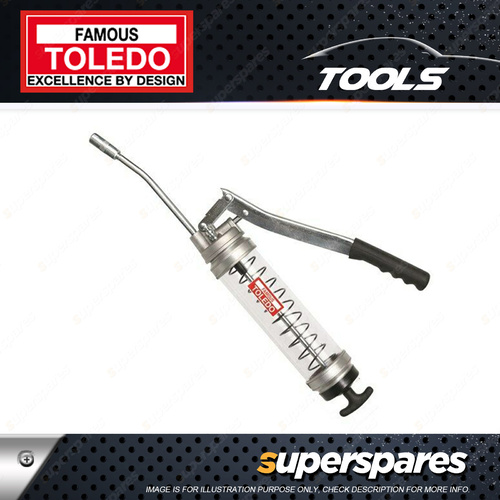 Toledo Clear Canister Grease Gun - Lever Type 400g Steel extension 150mm