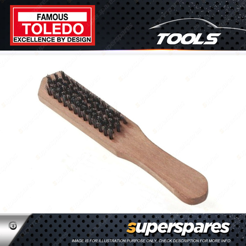 Toledo Heavy duty Wooden Handle Wire Brush 235mm Long Steel Bristles