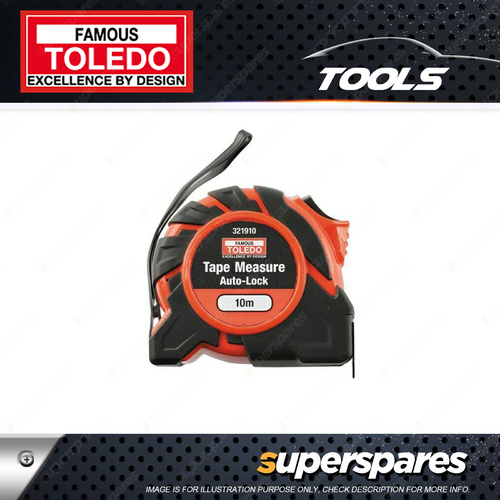 Toledo Heavy Duty Tape Measure Metric 10 Metre Double Sided - Auto Lock