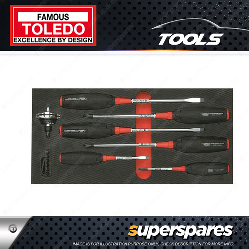 Toledo Screwdriver Set 7 Pc 3 x Phillips 3 x Slotted 1 x Gearless