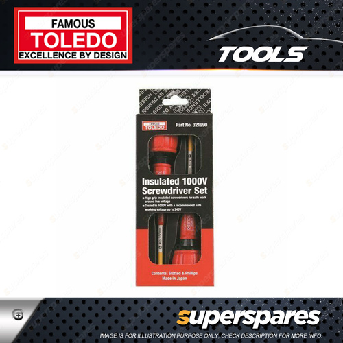 TOLEDO Insulated Screwdriver 2pc Set Elec-Line Tested up to 1000V