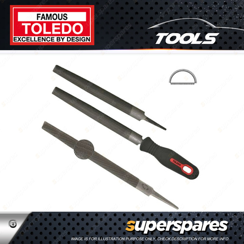 Toledo 350mm Length Half Round File with Second Cut With Handle & Carded Pack