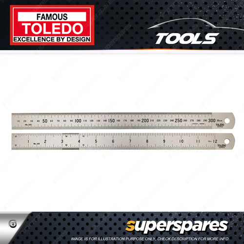 Toledo Stainless Steel Double Sided Metric & Imperial Rule - 150mm Marking 1