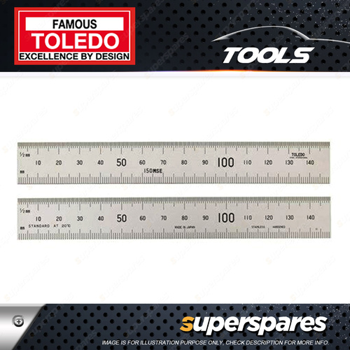 Toledo Stainless Steel Double Sided Metric Rule - 150mm Numerical Marking 1