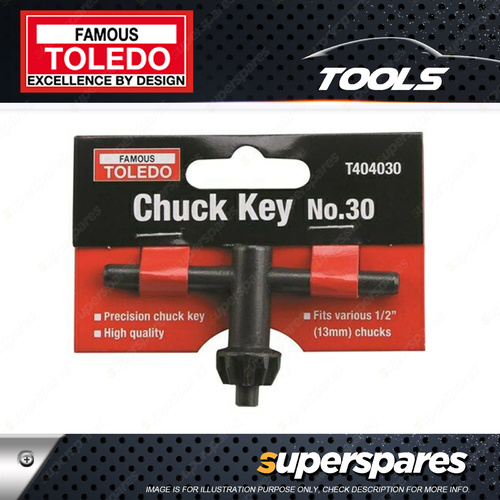 1 Piece of Toledo Chuck Key - Chuck size 13mm Key No. 30 Pilot 5.9mm