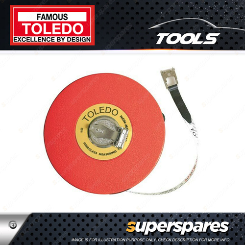 Toledo Fibreglass Measuring Tape Metric - 30m Length 13mm Width 0.5mm Thick