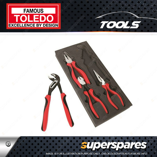 Toledo 4pc of Plier Cutter Set Combo Diagonal Long Nose Multi Grip