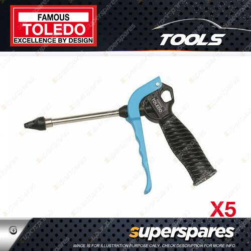 5 x Toledo Trigger Style Air Blow Gun - High Flow Rubber Tip Type 120mm