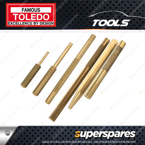 Toledo 6pc of Brass Pin and Drift Punch Set - Non Sparking Marring