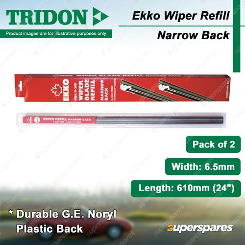 2x Tridon Ekko Narrow Back Wiper Refill 24" for Alfa Romeo 156 166 1750-2000 Gtv