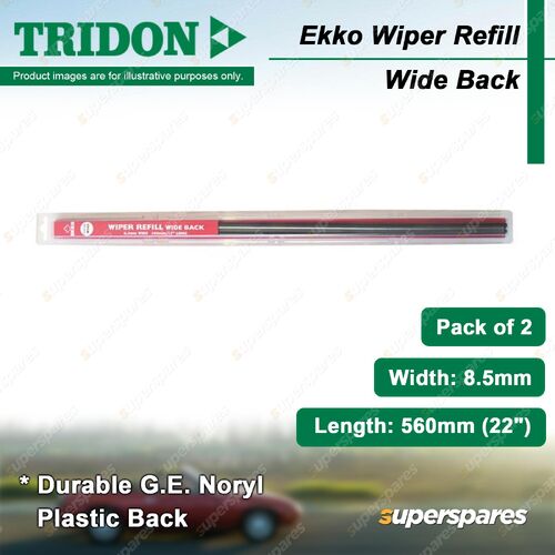 2x Tridon Ekko Wide Wiper Refill 22" for Leyland-Innocenti Mini P76 1962-1980