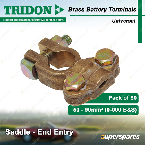 Tridon Brass Battery Terminals Saddle - End Entry Universal 50-90mm2 Box of 50