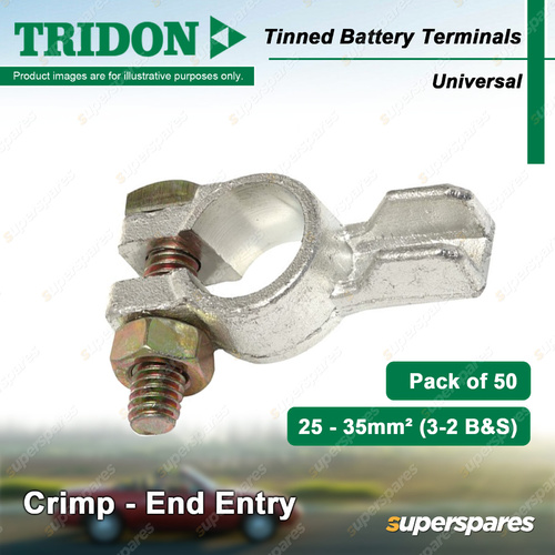 Tridon Tinned Battery Terminals Crimp-End Entry Universal(U) 25-35mm2 Box of 50