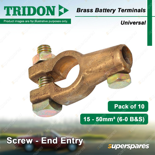 Tridon Brass Battery Terminals Crimp-End Entry Universal(U) 15-50mm2 Pack of 10