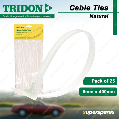 Tridon Nylon Cable Ties Natural 5mm x 400mm Pack of 25 High Quality