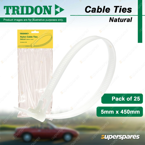 Tridon Nylon Cable Ties Natural 5mm x 450mm Pack of 25 High Quality