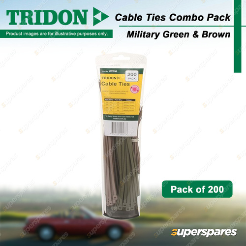 Tridon Toothpaste Tube Cable Ties Combo Pack Military Green & Brown Pack of 200