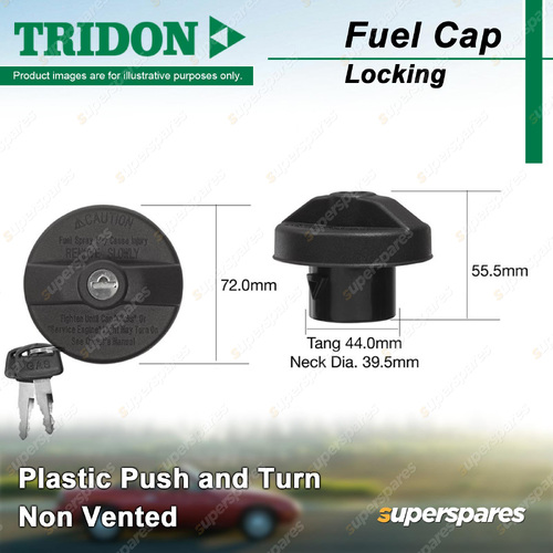 Tridon Locking Fuel Cap Plastic Push And Turn 39.5mm for FPV Falcon FG 4.0L RWD