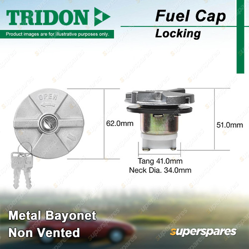 Tridon Locking Fuel Cap Metal Bayonet 34.0mm for Nissan Navara D22 2.5L 02-15