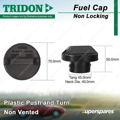 Tridon Non Locking Fuel Cap Plastic Push And Turn 40mm for Daihatsu Sirion M301