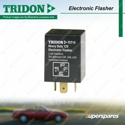 Tridon 4 Pin Electronic Flasher 12 Volt Load Sensitive Blister Pack FET16PAC