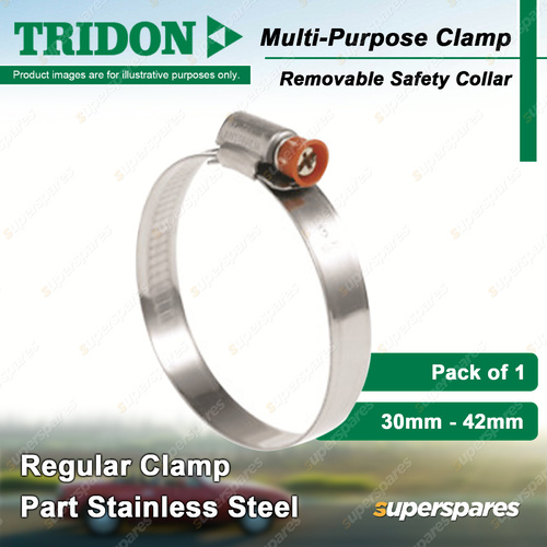 Tridon Multi-Purpose Regular Hose Clamp 30mm - 42mm Part Stainless Pack of 1