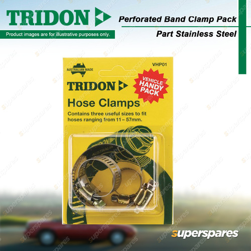 Tridon HS Series Hose Clamps Vehicle Handy Pack Perforated Part Stainless Steel