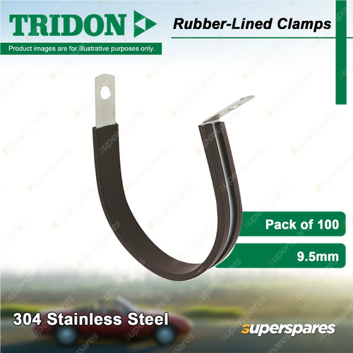 Tridon Rubber-Lined Hose Clamps 9.5mm 304 Stainless Steel Pack of 10