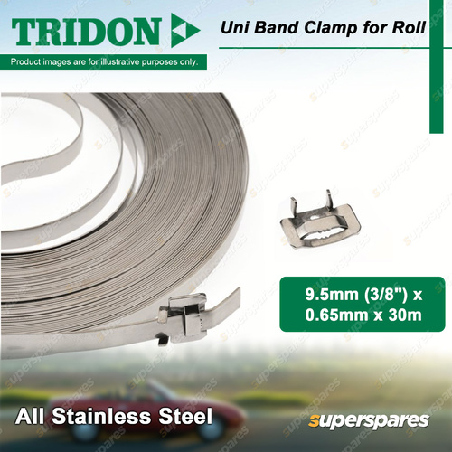 Tridon Uni Band Clamp for Roll 9.5mm x 0.65mm x 30m All Stainless Steel