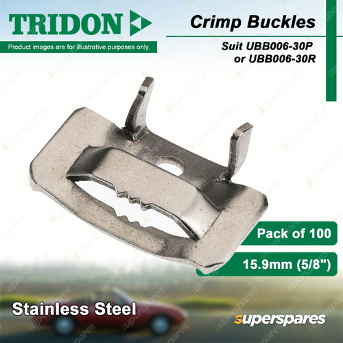 Tridon Crimp Buckles for Uni Band Clamp 15.9mm Stainless Pack of 100