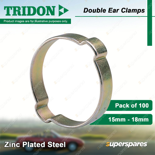 Tridon Double Ear Hose Clamps 15mm - 18mm Zinc Plated Steel 100pcs