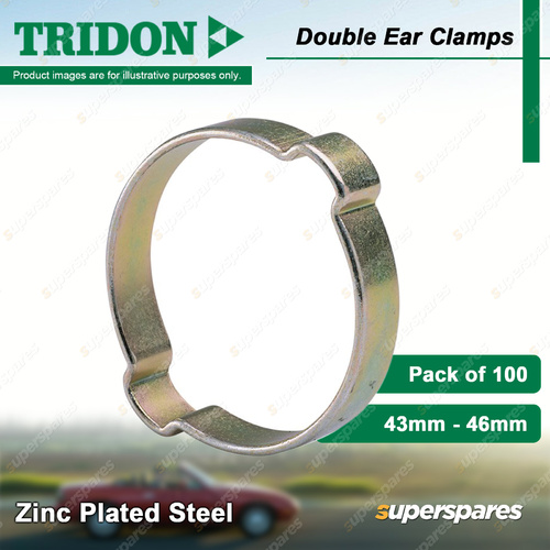 Tridon Double Ear Hose Clamps 43mm - 46mm Zinc Plated Steel 100pcs