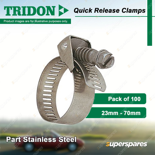 Tridon Quick Release Hose Clamps 23mm - 70mm Part Stainless 100pcs