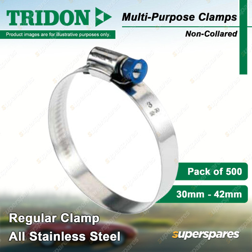 Tridon Multi-Purpose Regular Hose Clamps 30mm - 42mm Non-Collared 500pcs