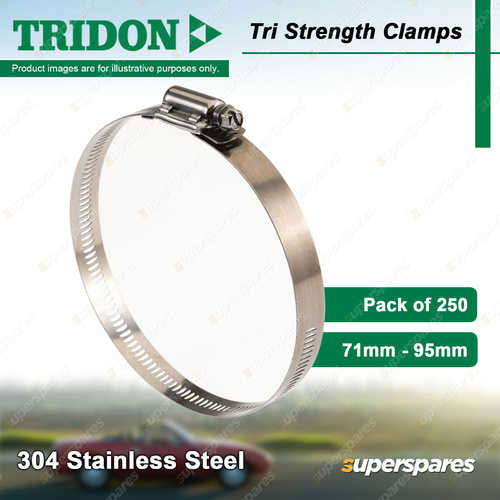 Tridon Tri Strength Hose Clamps 71mm - 95mm 304 Stainless Steel 250pcs