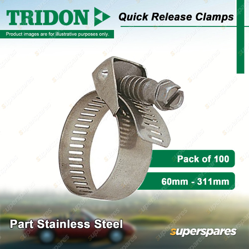 Tridon Quick Release Hose Clamps 60mm - 311mm Part Stainless 100pcs