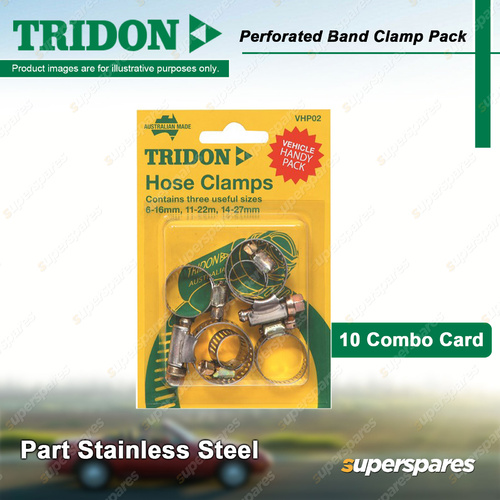 Tridon Combo Hose Clamps Vehicle Handy Pack Three Sizes Each 2 Pcs x 10 Pack