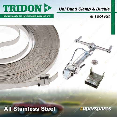 Tridon Uni Band Clamp & Buckle & Tool Kit - 15.9mm x 0.75mm x 30m Roll