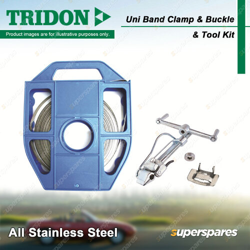 Tridon Uni Band Clamp & Buckle & Tool Kit - 9.5mm x 0.65mm x 30m Plastic Reel