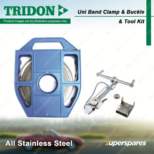 Tridon Uni Band Clamp & Buckle & Tool Kit - 12.7mm x 0.65mm x 30m Plastic Reel