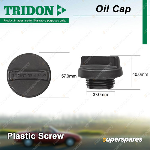 Tridon Oil Cap - Plastic Screw 37.0mm M38 x 3 for Holden H Series HT 3.0L 97kW