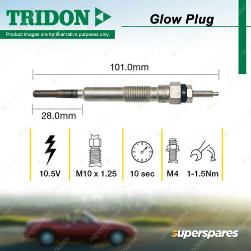 Tridon Glow Plug for Ford Transit VE VF VG 2.5L 1999-2000 Time 10 sec