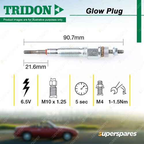 Tridon Glow Plug for Nissan Patrol Y60 GQ 2.8L 1988-1997 Suits cylinders 4 5 6