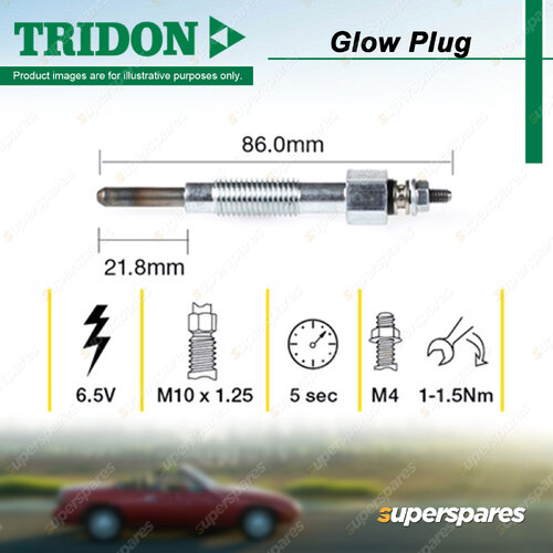 Tridon Glow Plug for Nissan Patrol Y60 GQ 2.8L 1988-1997 Suits cylinders 1 2 3